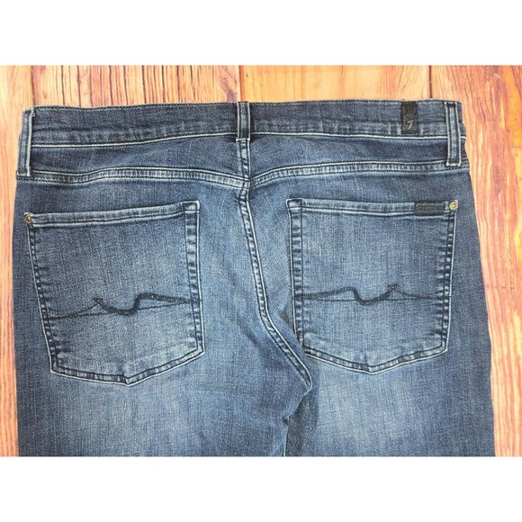 7 For All Mankind Standard Straight Leg Denim Jeans 36 Raw Hem - Picture 8 of 10